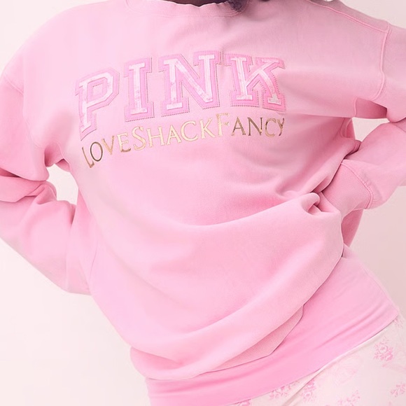 PINK X LOVESHACKFANCY OVERSIZED CREW SWEATSHIRT SIZE M - Picture 3 of 5